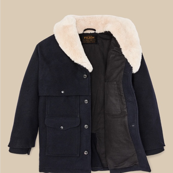 Filson LINED MACKINAW WOOL PACKER COAT with shearling collar - Picture 5 of 10